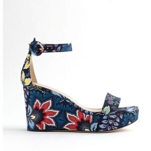 J. Crew Fabric Wrapped Batik Floral Wedges